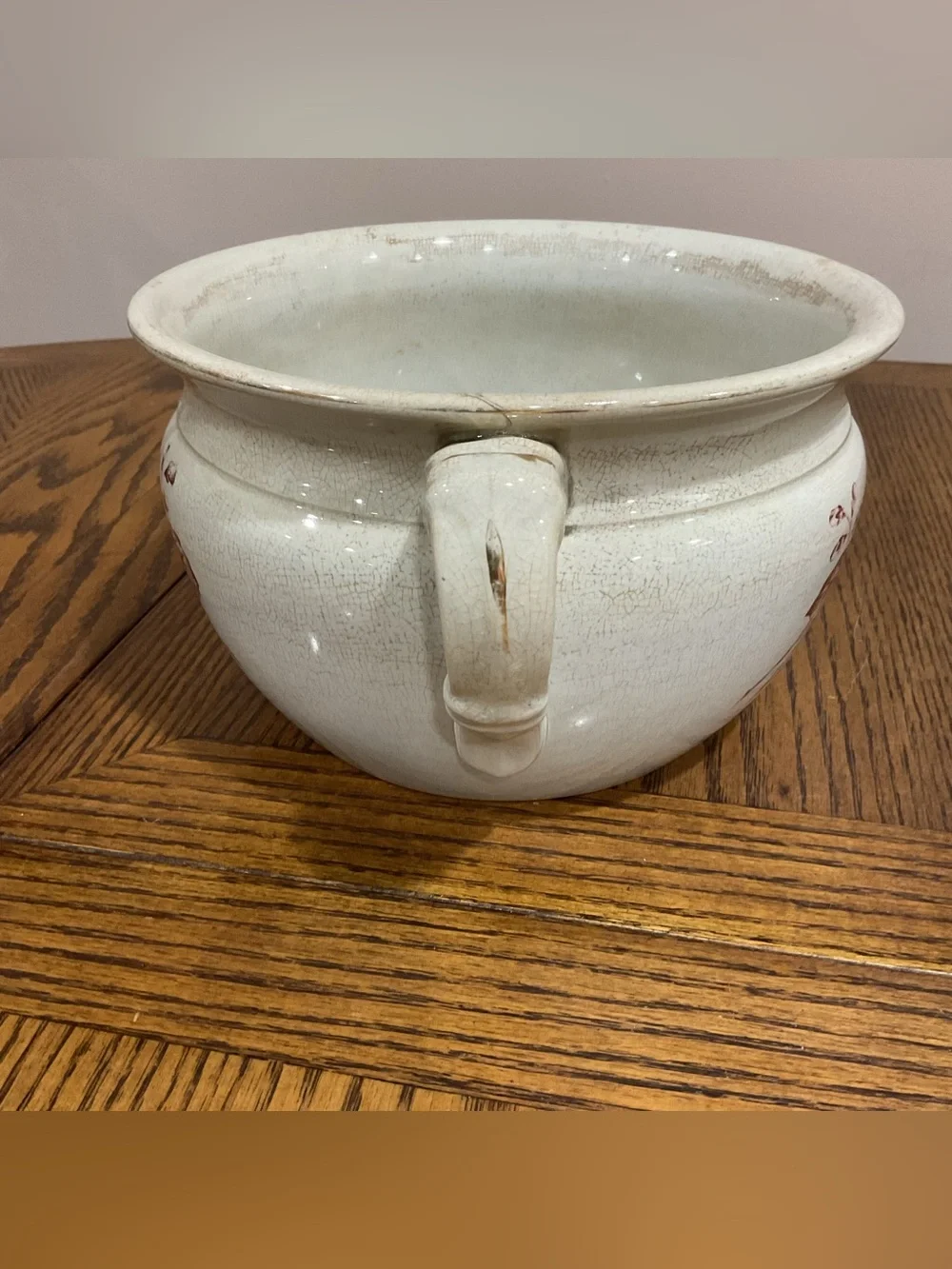 Vintage Antique Ivory Ceramic Floral Chamber Pot and Pitcher Set late 1800s